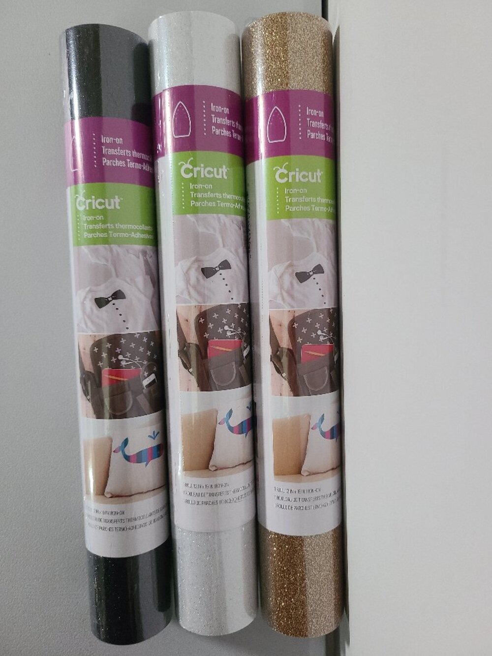 Cricut Iron-On Glitter HTV Black Gold White - Lot of 3